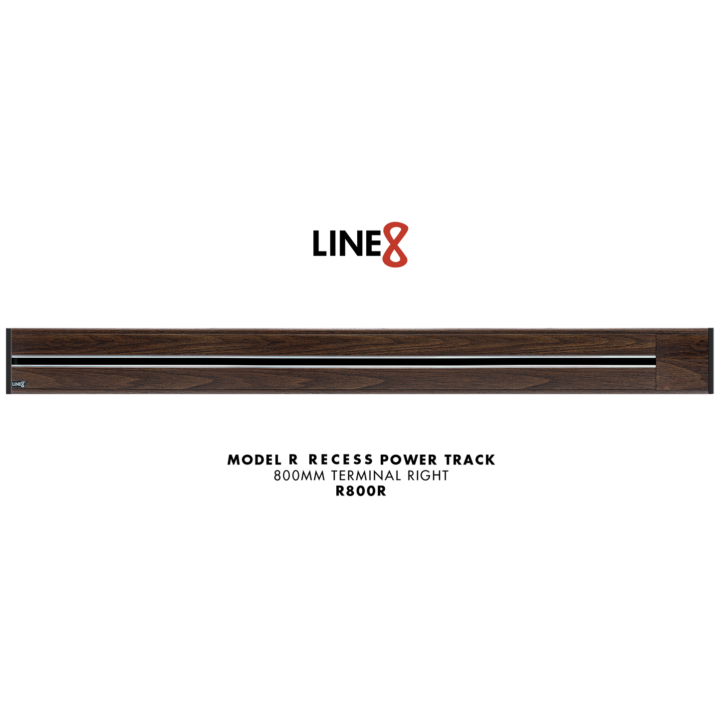 Line8 Model R Recessed Power Track - Brazilian Rosewood Finish