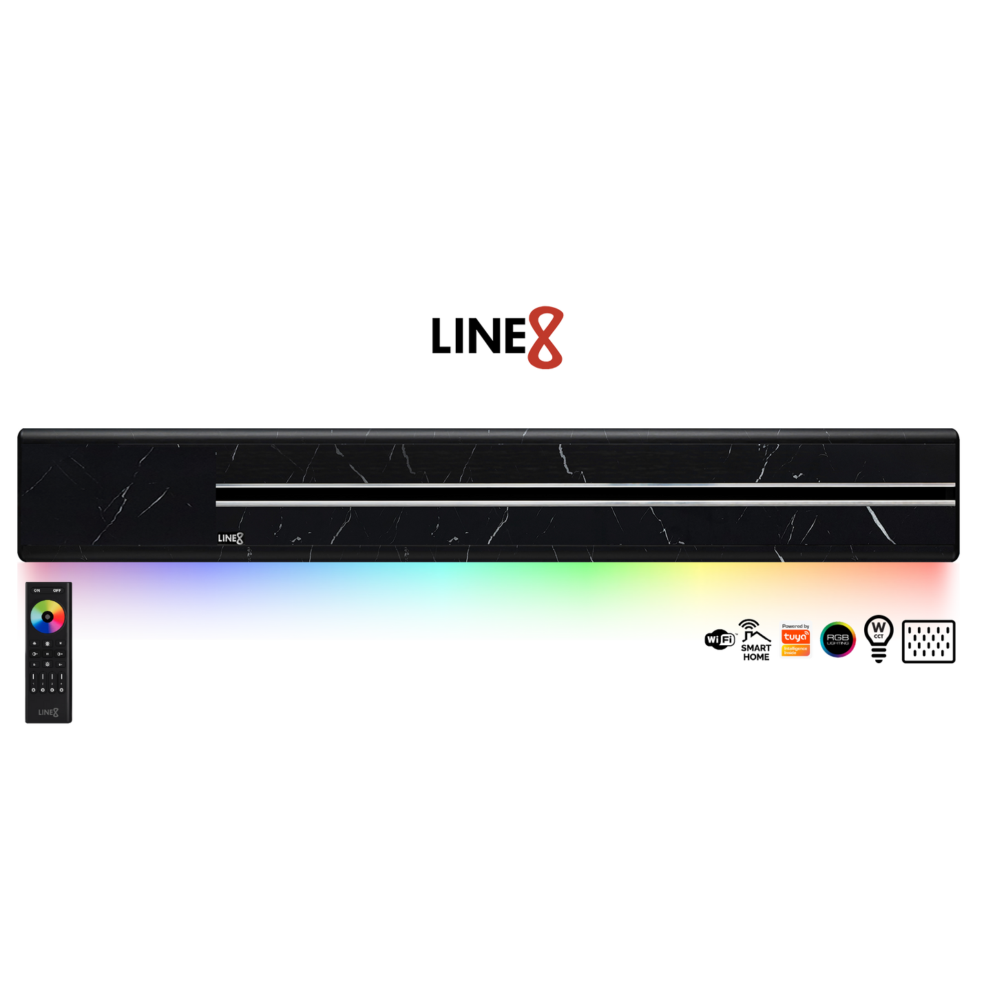 Line8 Model SL Surface Light Power Track - Spanish Black Marble Finish