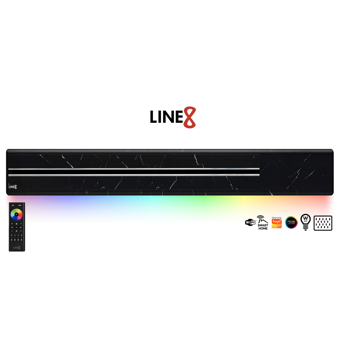 Line8 Model SL Surface Light Power Track - Spanish Black Marble Finish