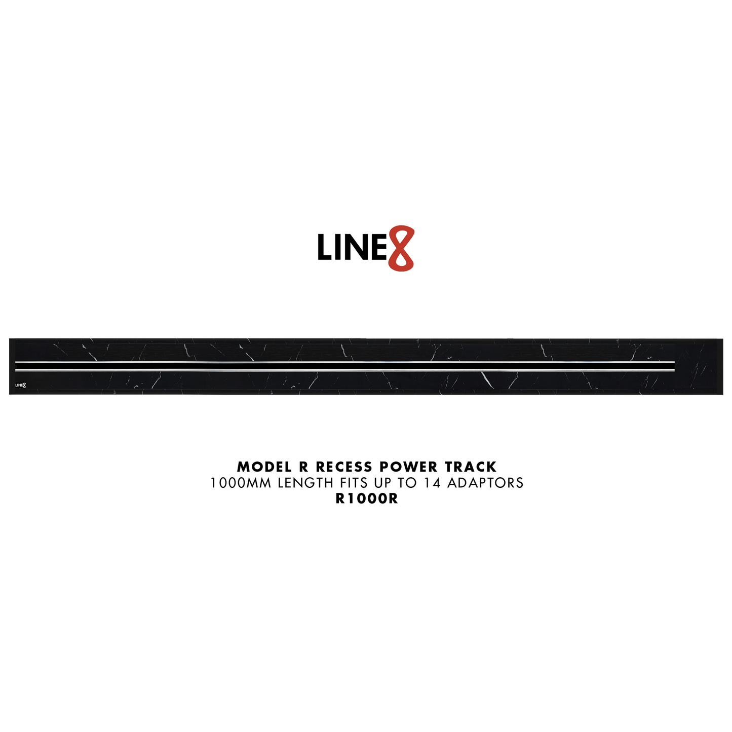 Line8 Model R Recessed Power Track  - Spanish Black Marble Finish