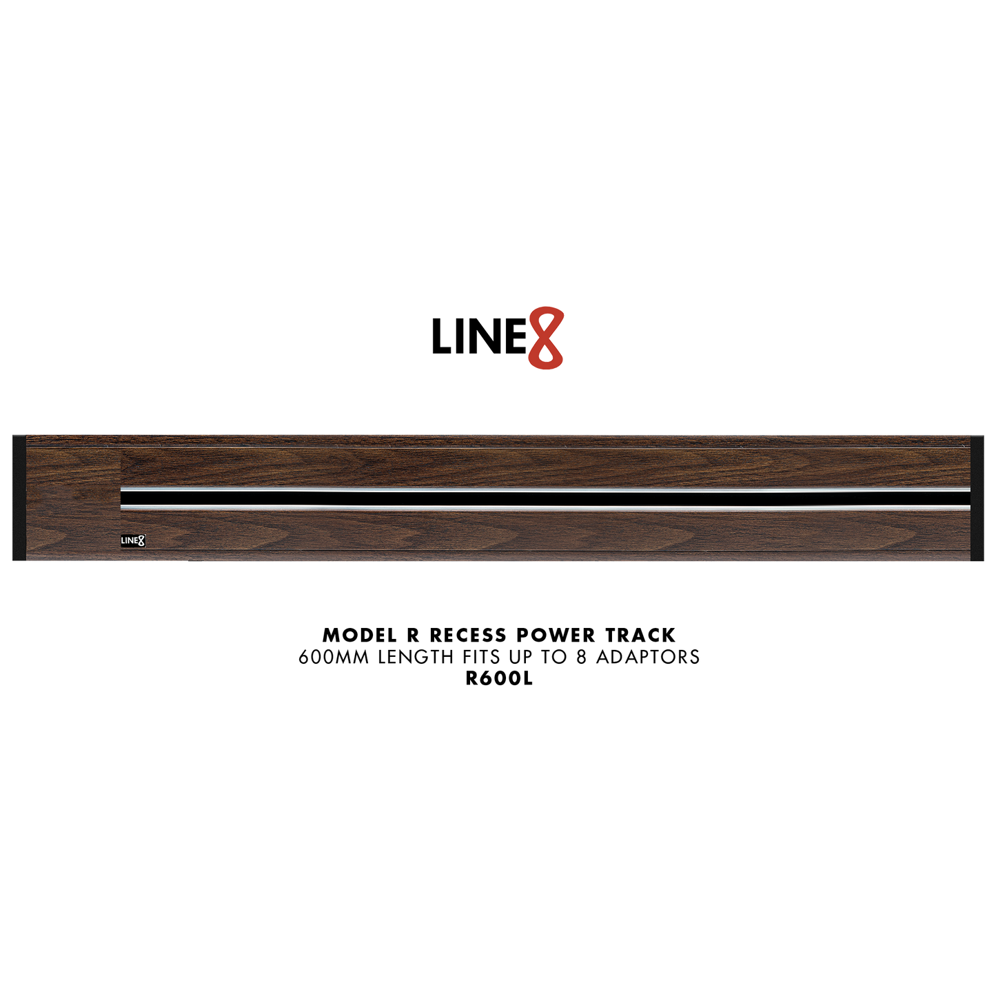 Line8 Model R Recessed Power Track  - Brazilian Rosewood Finish