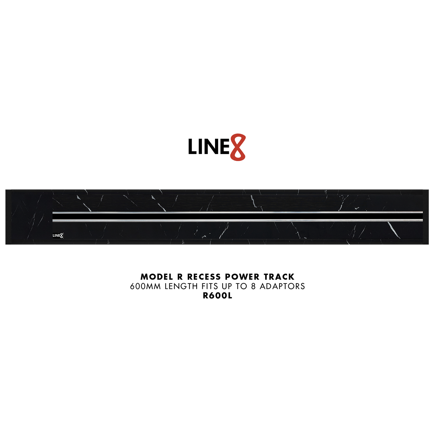 Line8 Model R Recessed Power Track  - Spanish Black Marble Finish