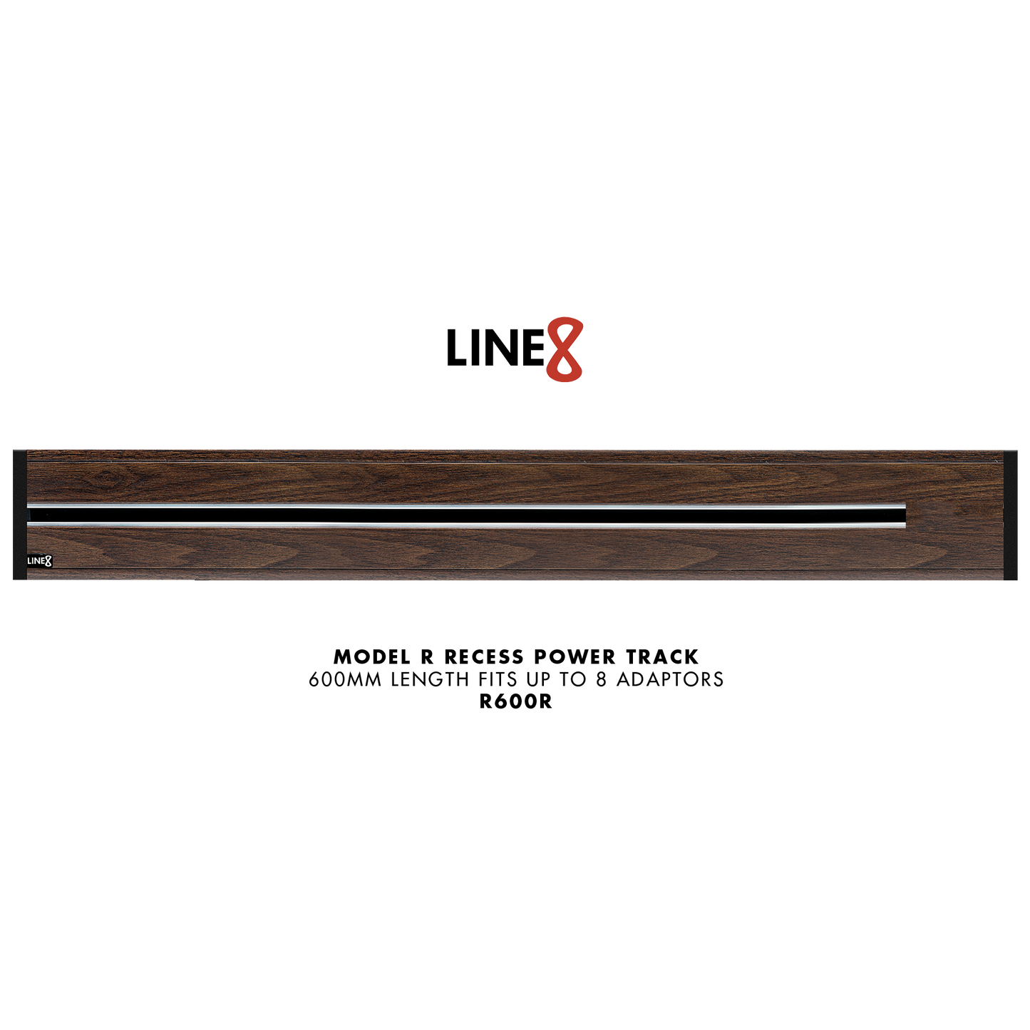 Line8 Model R Recessed Power Track  - Brazilian Rosewood Finish