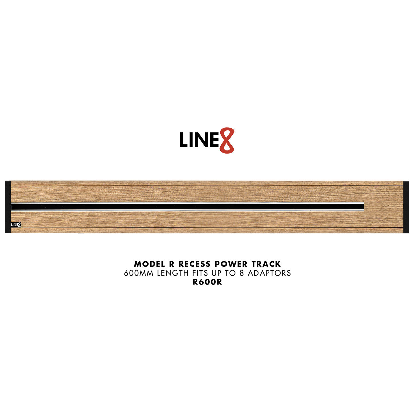 Line8 Model R Recessed Power Track - Burmese Teak Finish