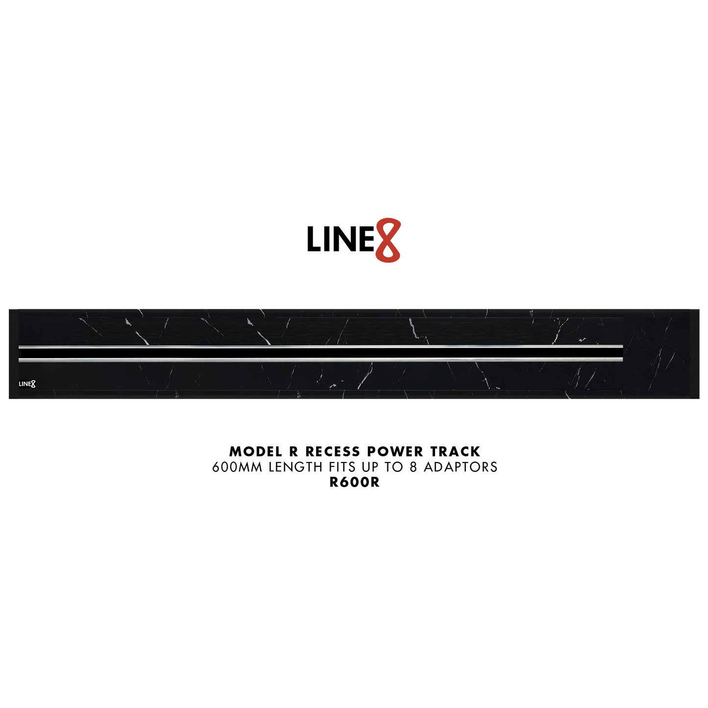 Line8 Model R Recessed Power Track  - Spanish Black Marble Finish