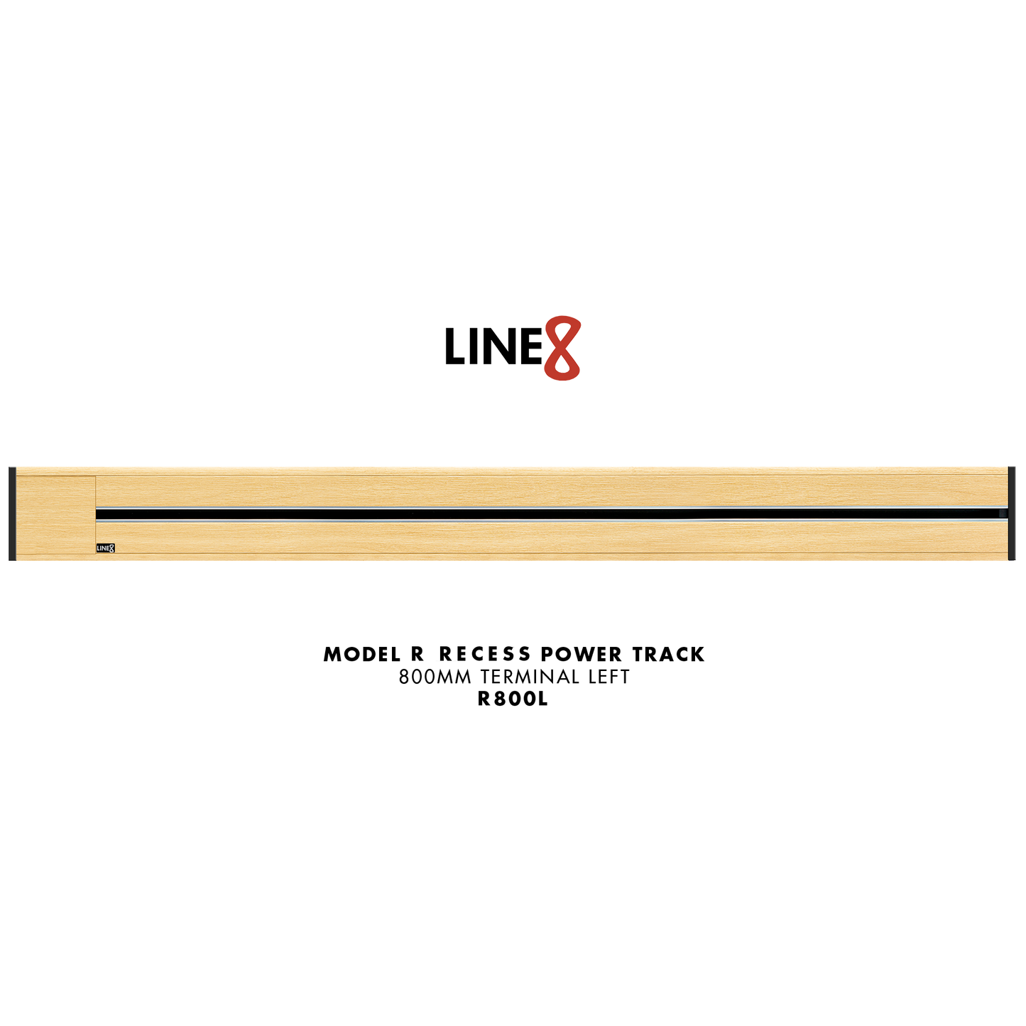 Line8 Model R Recessed Power Track - American Spruce Finish