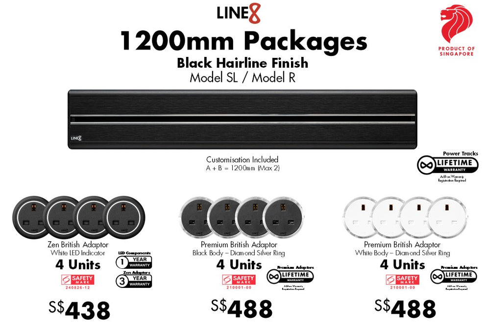 Line8 1200mm Package (Black Hairline Finish) – Line8 Singapore