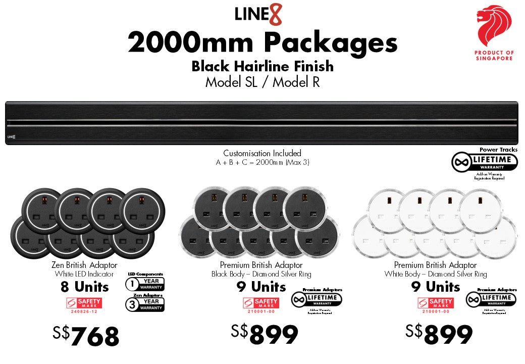 Line8 2000mm Package (Black Hairline Finish)